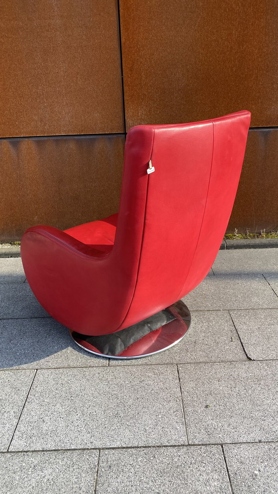 Image 1 of Koinor Design schommelstoel leer rood