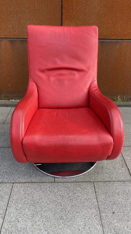 Image 1 of Koinor Design schommelstoel leer rood