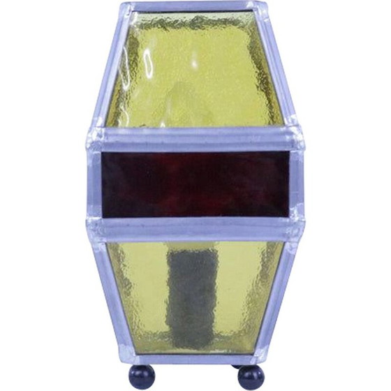 Image 1 of Vintage gebrandschilderde glazen tafellamp van Erik Berström, 1960