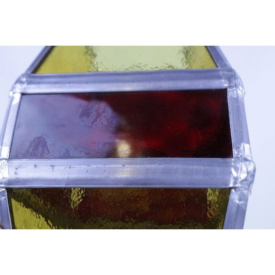 Image 1 of Vintage gebrandschilderde glazen tafellamp van Erik Berström, 1960