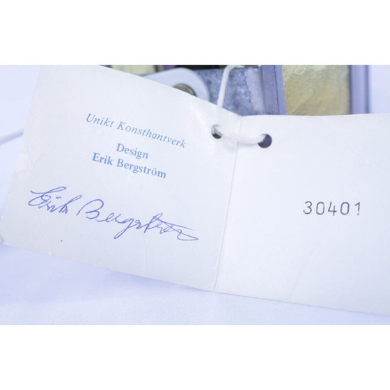 Image 1 of Vintage gebrandschilderde glazen tafellamp van Erik Berström, 1960