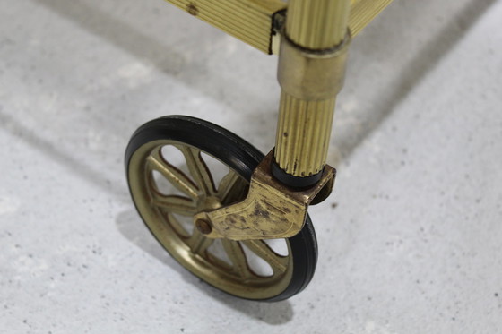 Image 1 of Vintage serveerwagen, messing rookglas - jaren '70 