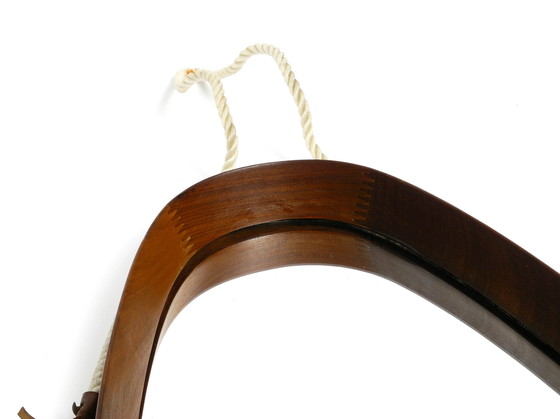 Image 1 of Vintage teakhouten wandspiegel met dik nylon touw