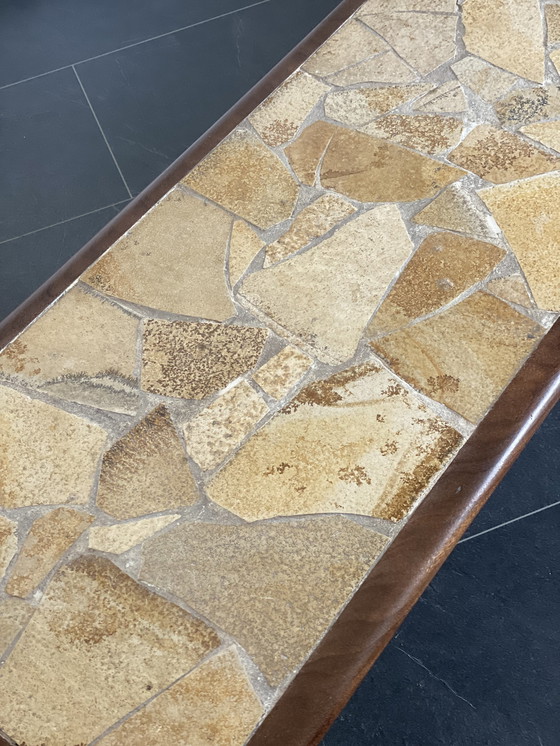 Image 1 of vintage Brutalist salontafel met leisteenblad