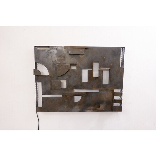 Brutalistische vintage metalen wandlamp