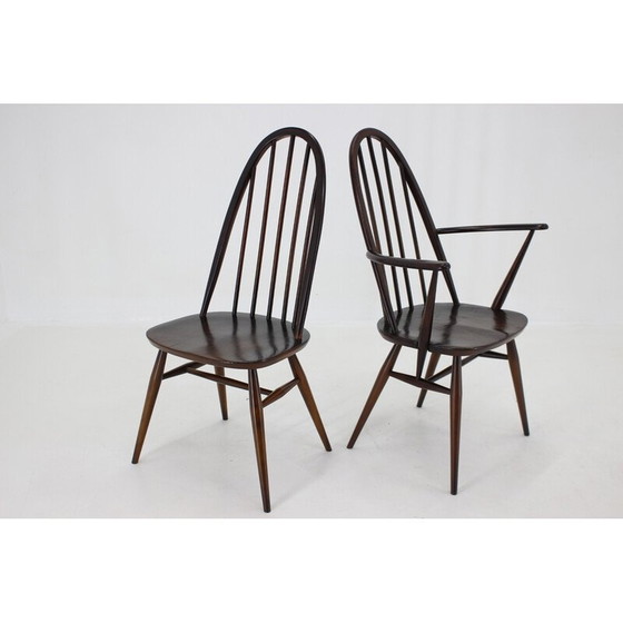 Image 1 of Set van 6 vintage Windsor eetkamerstoelen van Lucian Ercolani, Italië 1960
