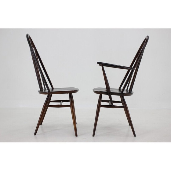 Image 1 of Set van 6 vintage Windsor eetkamerstoelen van Lucian Ercolani, Italië 1960