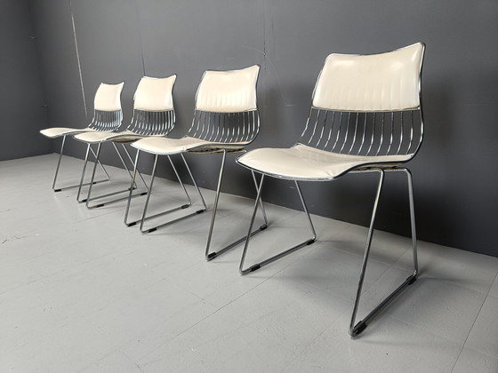 Image 1 of Set van 4 eetkamerstoelen van Rudi Verelst voor Novalux, 1970