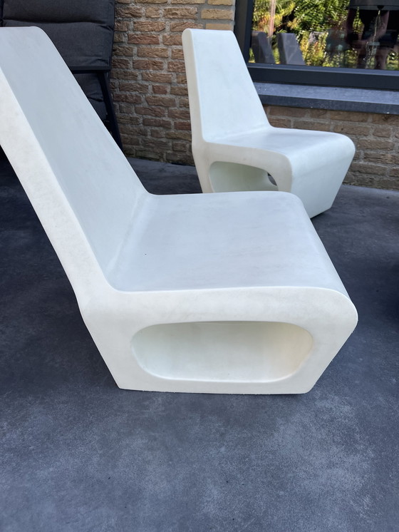 Image 1 of 4x Wiel Arets Kunststof Tuinstoelen En 2x Hockers