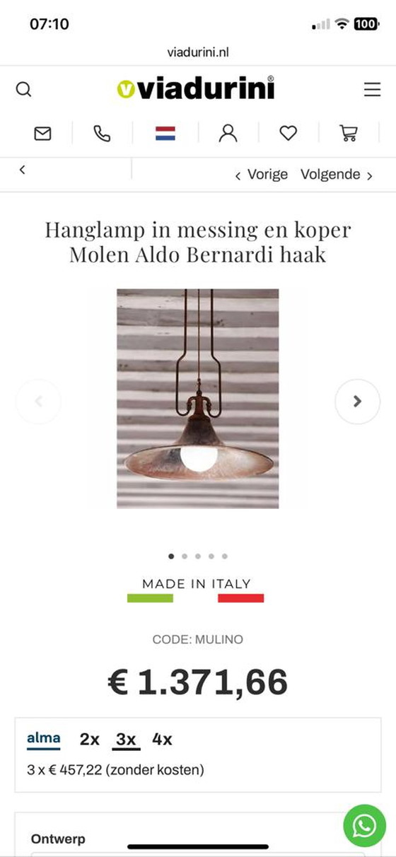 Image 1 of Aldo Bernardi hanglamp