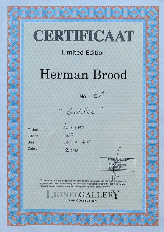 Image 1 of Hermann Brood Golfer litho