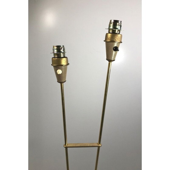 Image 1 of Vintage 2-lichts messing vloerlamp van Leuchtenbau Lengefeld Wittig en Schwabe, 1950