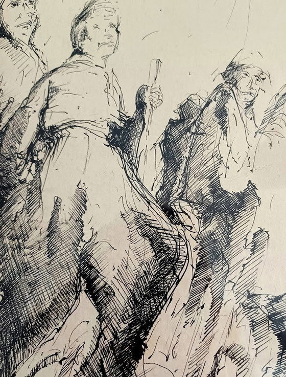 Image 1 of Pentekening. Figuratief. '50-'60. Gesigneerd.