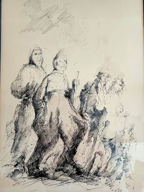 Image 1 of Pentekening. Figuratief. '50-'60. Gesigneerd.