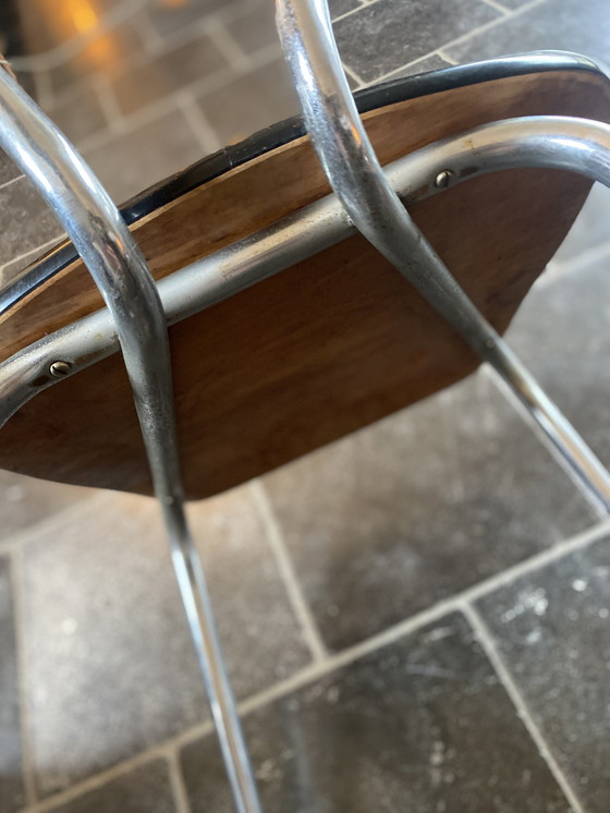 Image 1 of Set van 3 Formica Stoeltjes met Chroom in Prachtige Staat. Jaren '60.