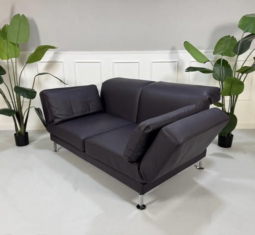 Brühl Moule Designer Sofa Leder Aubergine Slaapfunctie Bank