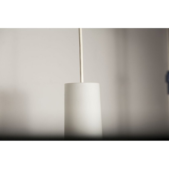 Image 1 of Vintage hanglamp in wit opaline en transparant glas in 2 elementen, jaren 1960
