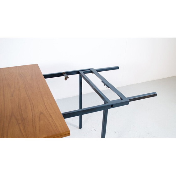 Image 1 of Vintage converteerbare salontafel van teakhout en staal, Frankrijk 1950