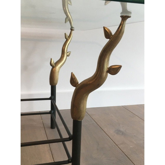 Image 1 of Vintage salontafel van smeedijzer en glas, 1970