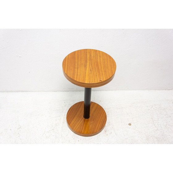 Image 1 of Art deco vintage kersenhouten ronde bijzettafel, Tsjecho-Slowakije jaren 1930
