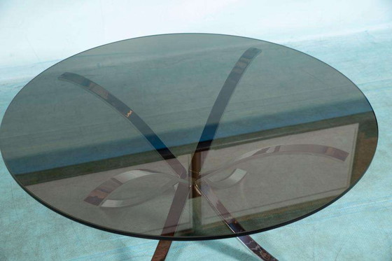 Image 1 of Space age minimalist salontafel, smoked glass coffee table