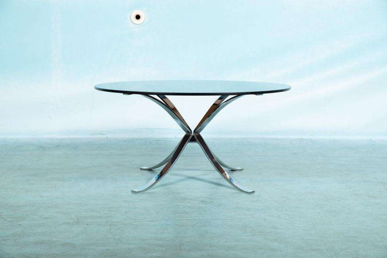 Image 1 of Space age minimalist salontafel, smoked glass coffee table