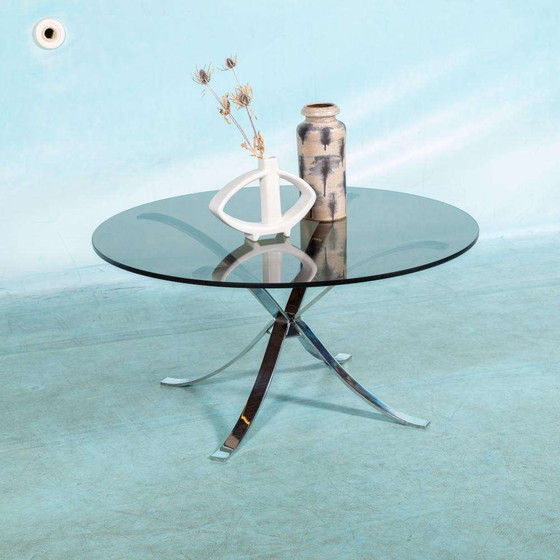 Image 1 of Space age minimalist salontafel, smoked glass coffee table