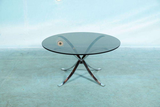 Image 1 of Space age minimalist salontafel, smoked glass coffee table