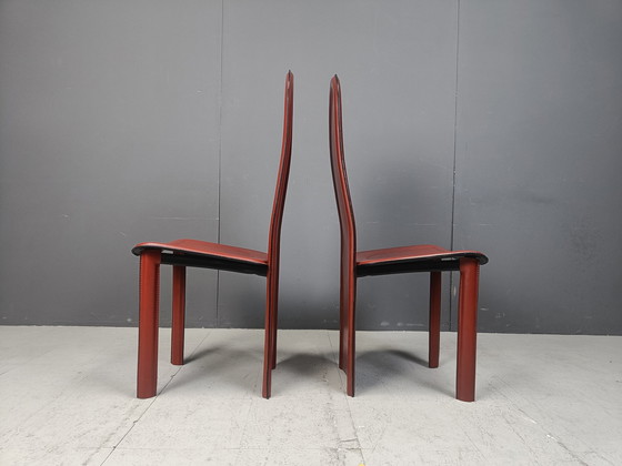 Image 1 of Set van 6 Italiaanse eetkamerstoelen met hoge rug, 1980S