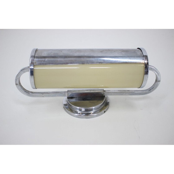 Image 1 of Vintage wandlamp in chroom en opaline glas, Tsjecho-Slowakije 1930