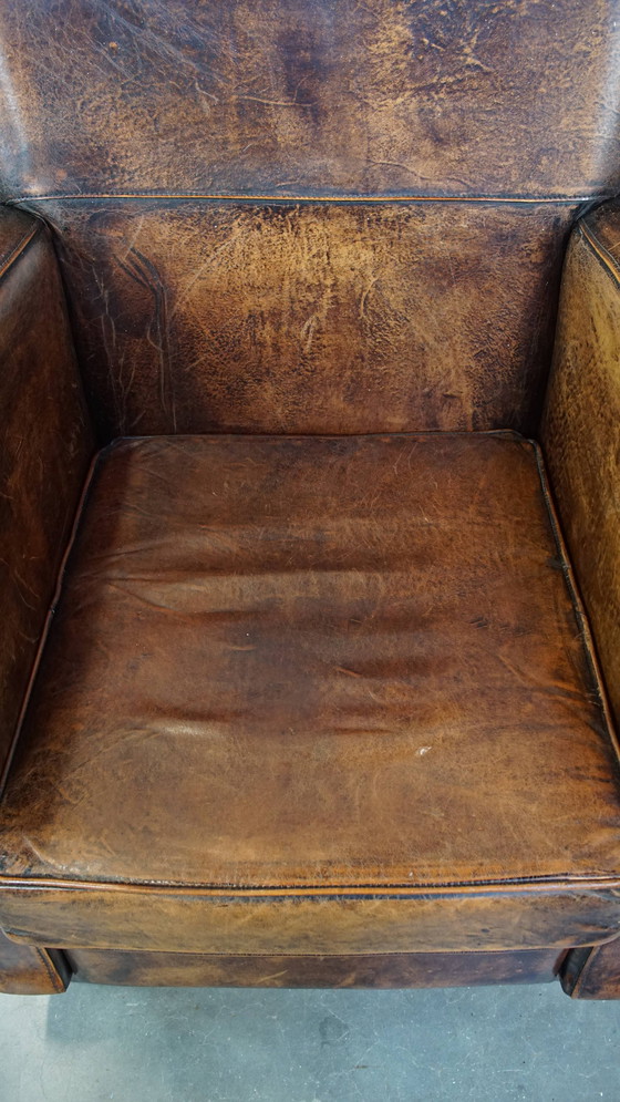 Image 1 of Design Armchair Gemaakt Van Schapenleer