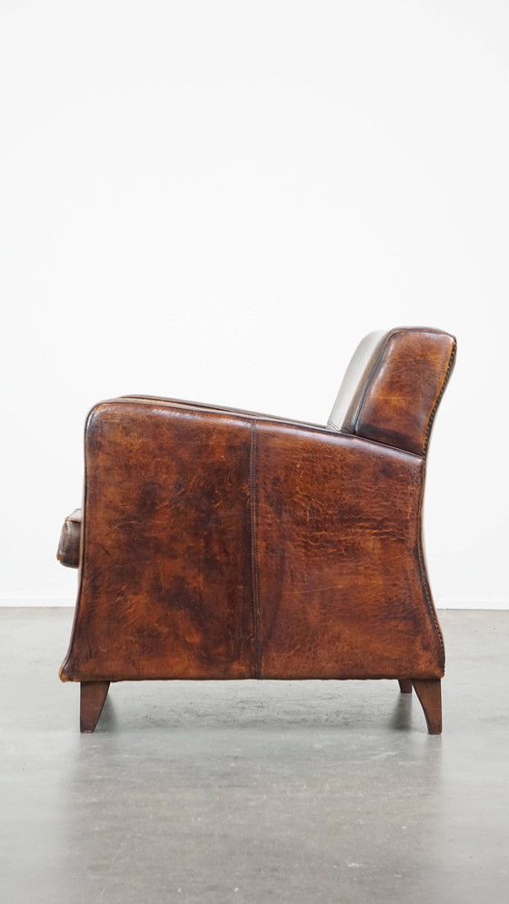 Image 1 of Design Armchair Gemaakt Van Schapenleer