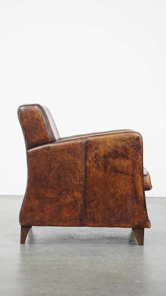 Image 1 of Design Armchair Gemaakt Van Schapenleer