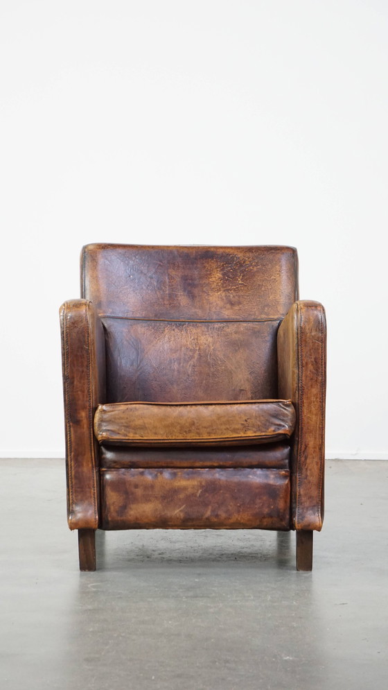 Image 1 of Design Armchair Gemaakt Van Schapenleer