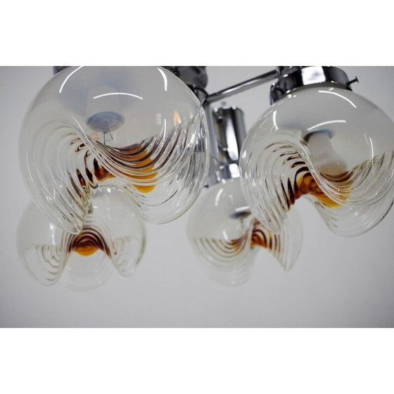 Image 1 of Vintage kroonluchter van Murano glas en chroom, Italië 1970