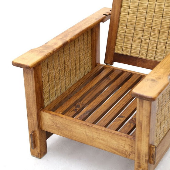 Image 1 of Paar vintage koloniale houten en stro fauteuils, Zuid-Afrikaans 1980