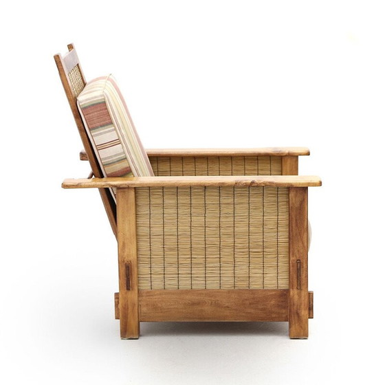 Image 1 of Paar vintage koloniale houten en stro fauteuils, Zuid-Afrikaans 1980