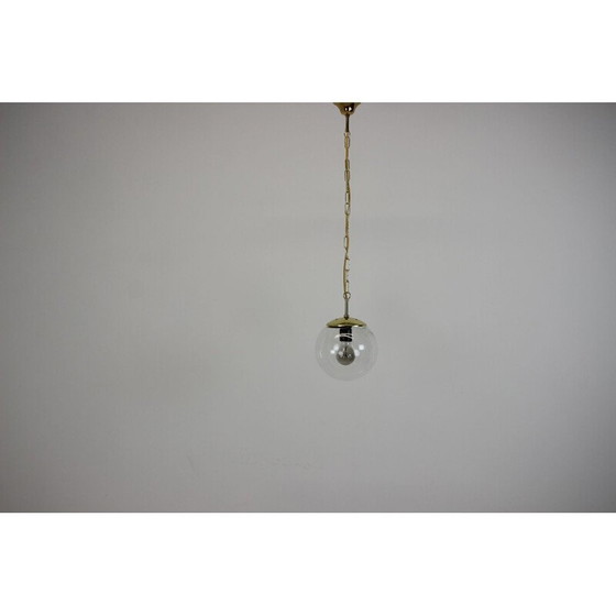 Image 1 of Vintage messing en glazen hanglamp van Kamenický Šenov, Tsjecho-Slowakije 1970