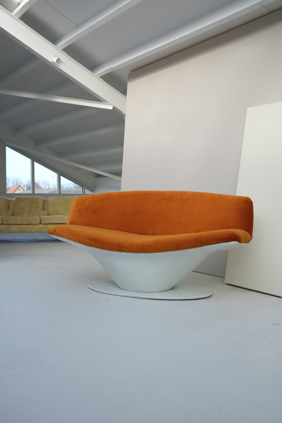 Image 1 of Vintage Space Age Bank Kunststof Opnieuw Bekleed In Velvet