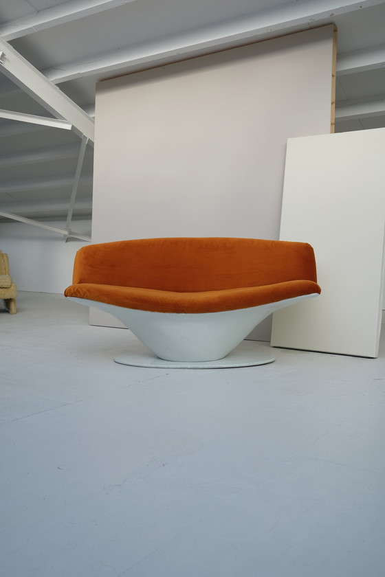 Image 1 of Vintage Space Age Bank Kunststof Opnieuw Bekleed In Velvet