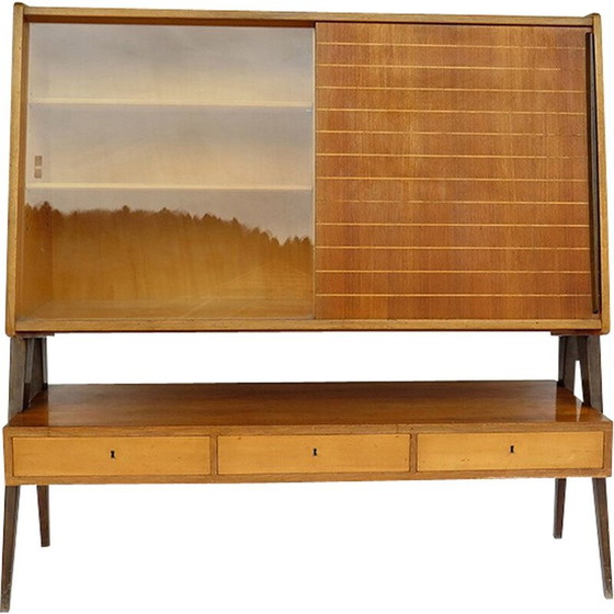 Image 1 of Typisch vintage vitrine highboard - jaren 1950