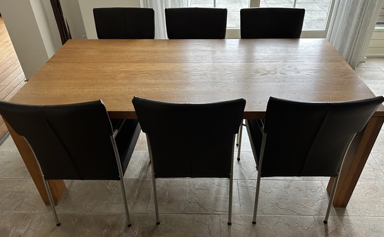 Image 1 of Bert Plantagie Eethoek Met 6 Leren Eetkamerstoelen Met Armleuning