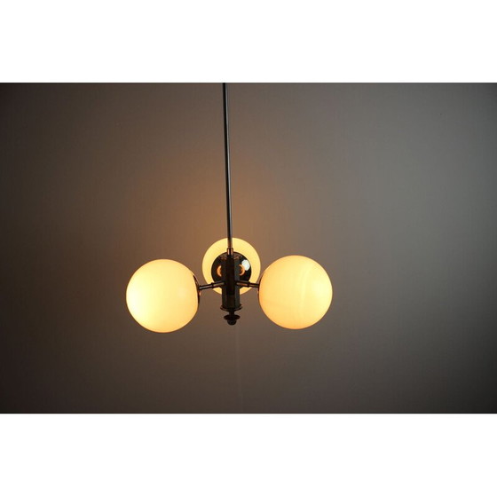 Image 1 of Vintage Art Deco kroonluchter van metaal en glas, Tsjecho-Slowakije 1930
