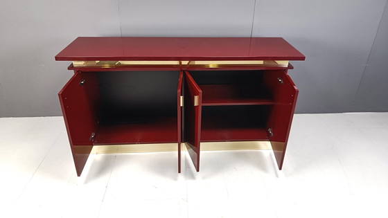 Image 1 of Vintage rood gelakt dressoir, jaren 1980