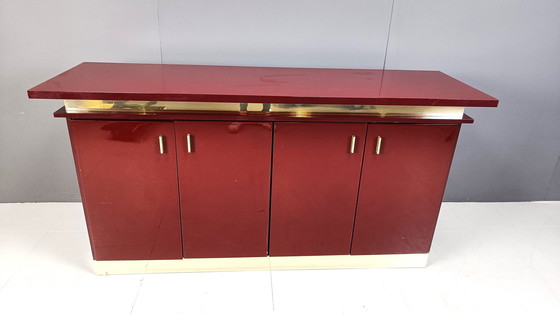 Image 1 of Vintage rood gelakt dressoir, jaren 1980