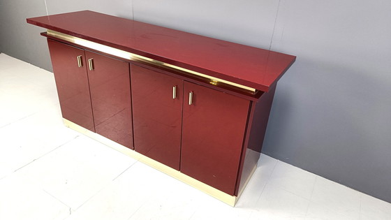 Image 1 of Vintage rood gelakt dressoir, jaren 1980