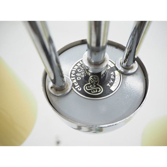 Image 1 of Vintage kroonluchter van chroom en glas uit Elektroinstala Děčín, Tsjecho-Slowakije 1970