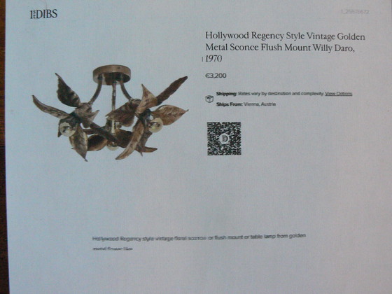 Image 1 of Vintage Hollywood Regency Willy Daro 3 Lamp For Massive