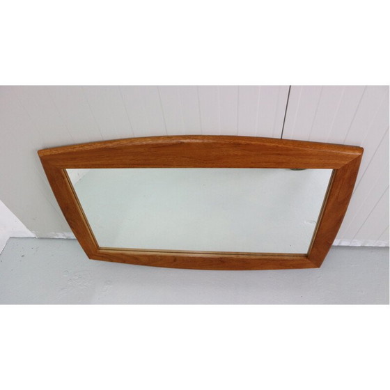 Image 1 of Scandinavische ovale teakhouten wandspiegel met afgeschuinde randen, Denemarken 1960