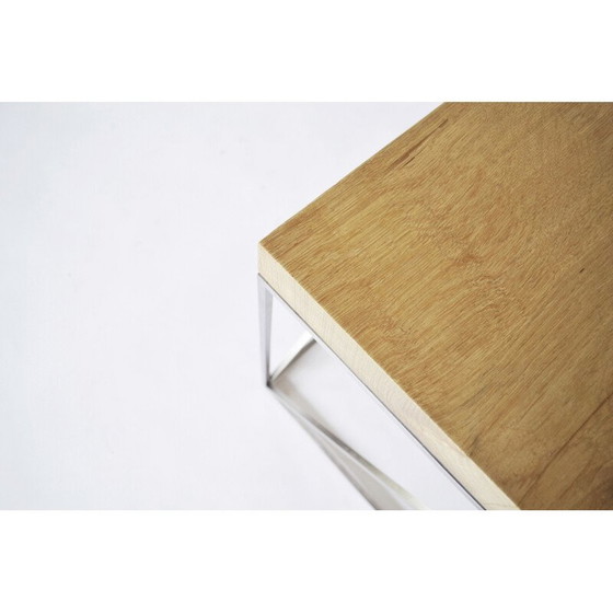 Image 1 of Vintage industriële salontafel in massief eiken en roestvrij staal door Crackstudio, Litouwen 2009